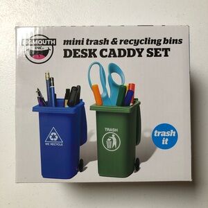 NIB Bigmouth Inc Mini Trash & Recycling Bin’s DESK CADDY SET